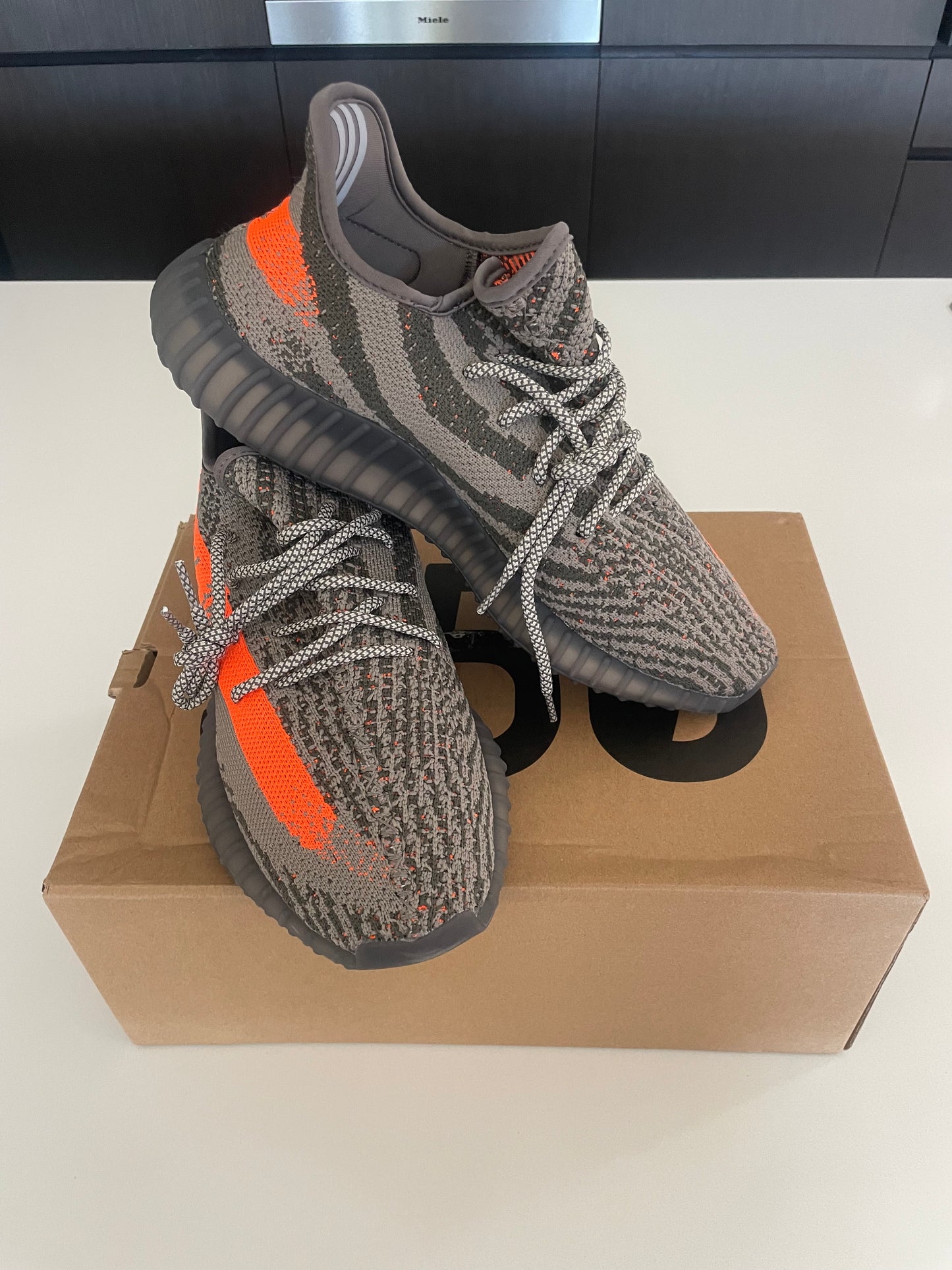Yeezy zebra charcoal and orange