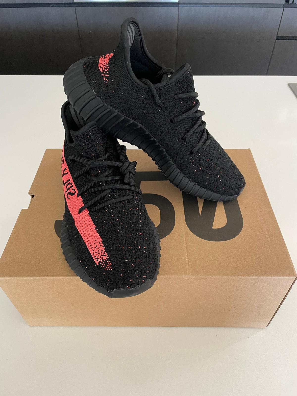 Yeezy black and red