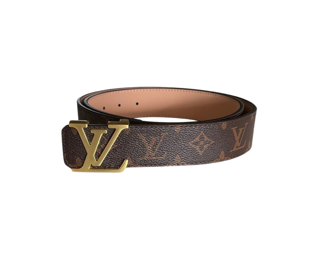 LV brown belt with gold