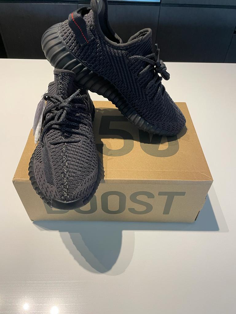 Yeezy all black red detail